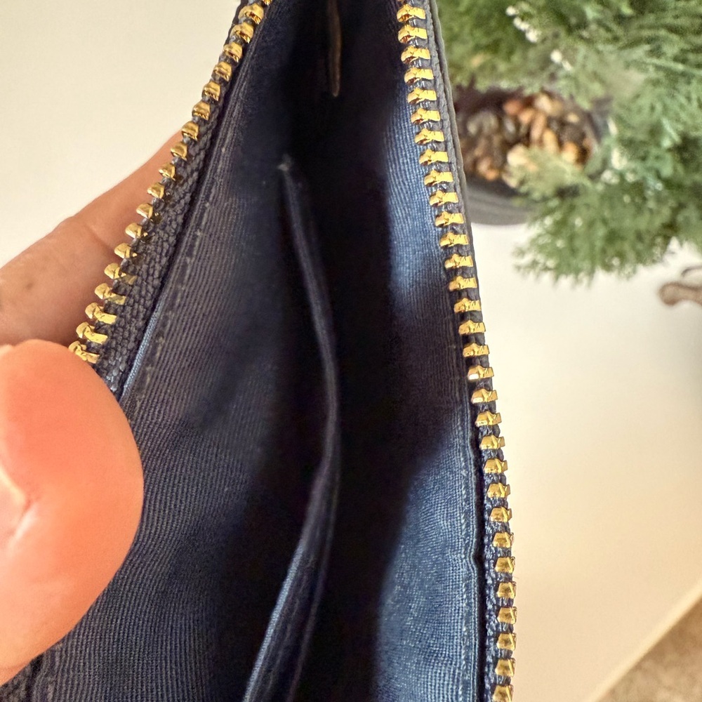 Coach Blue  Leather Wristlet with Gold Accents - Picture 4 of 5